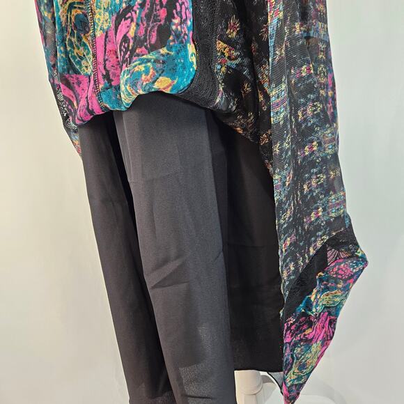 BCBGeneration Asymmetrical Lace Boho Floral Tapestry Sheer Chiffon Maxi Skirt S - Picture 7 of 13